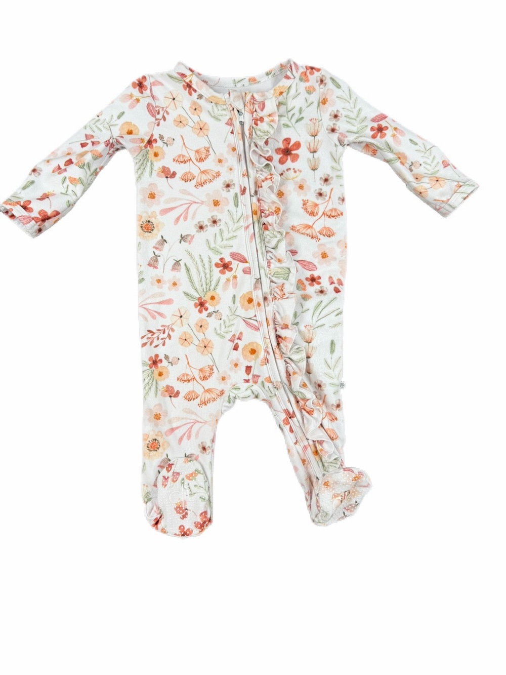 CADEN LANE Wildflower Zipper Ruffle Footie - 0-3M